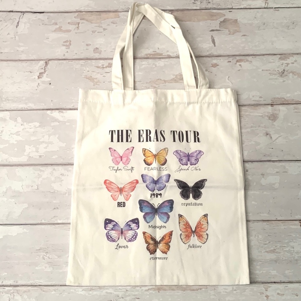 Taylor Swift The Eras Tour Albums As Butterflies Tote Bag 13in x 15in NEW